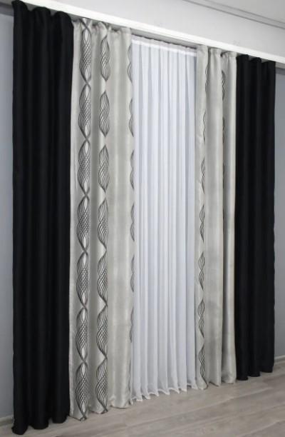 Штори блекаут 1,5х2,7 м 2 шт. Чорний/Сірий (014дк/908-573Бш) - фото 2