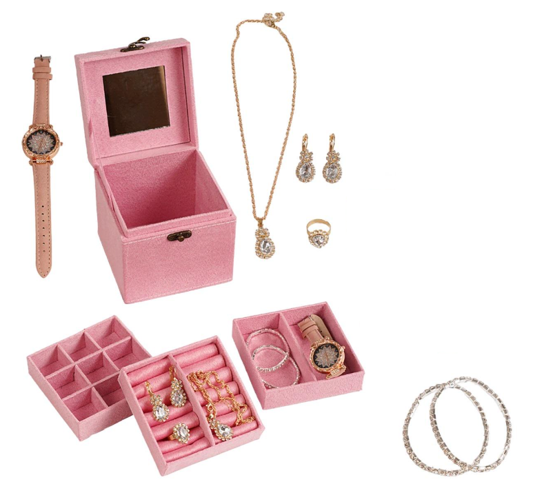 Игровой набор украшения/зеркальце/часы в чемодане Pink (155351)