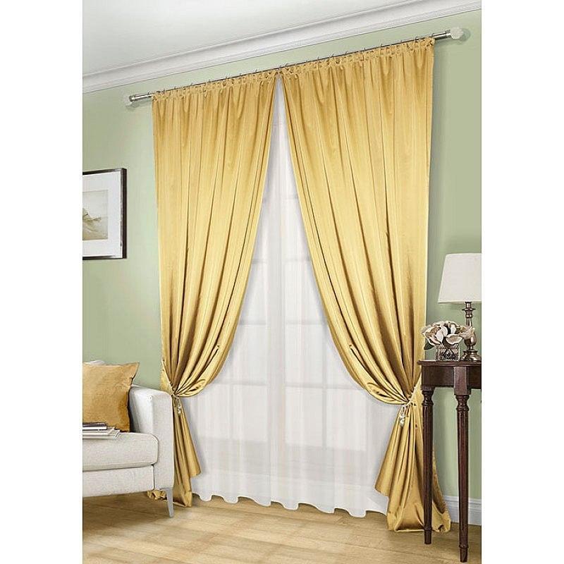 Штори на вікна у вітальню атласні 2 шт. 200x270 см Жовтий (Е101113) Штори на вікна у вітальню атласні 2 шт. 200x270 см Жовтий (Е101113)