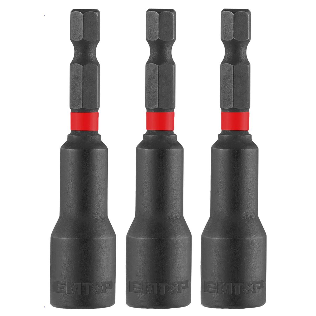 Набор магнитных торцевых ударных головок EMTOP EMNS0831 3 шт. 1/4''