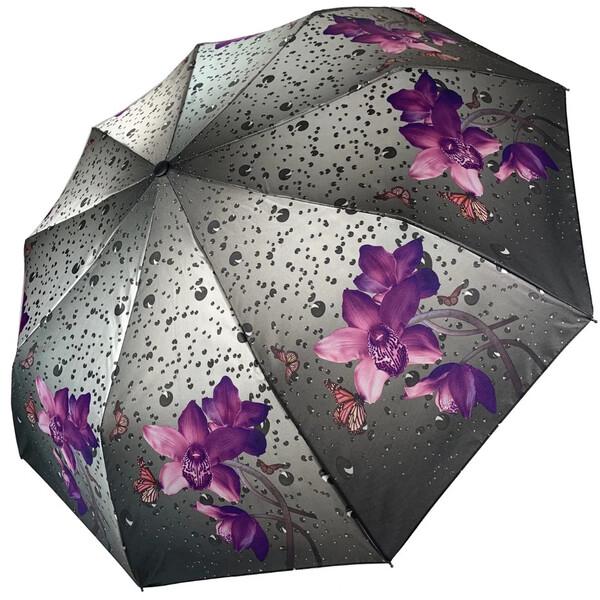 Зонт женский Mario Орхидеи атласный полуавтомат Серый (37515)