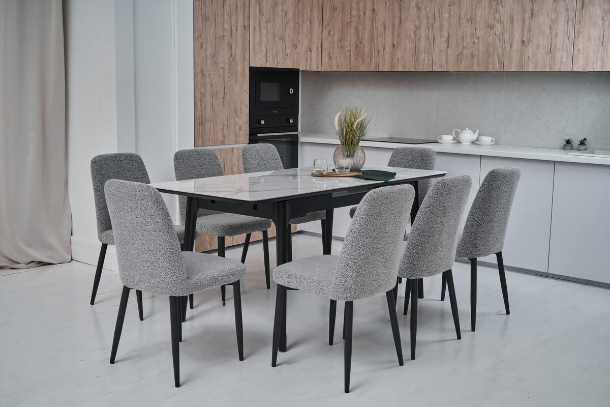 Стол обеденный раздвижной Vetro Mebel 1400-1800x800x760 мм Касса вайт/Черный(TМ-89) - фото 8 Стол обеденный раздвижной Vetro Mebel 1400-1800x800x760 мм Касса вайт/Черный(TМ-89) - фото 8