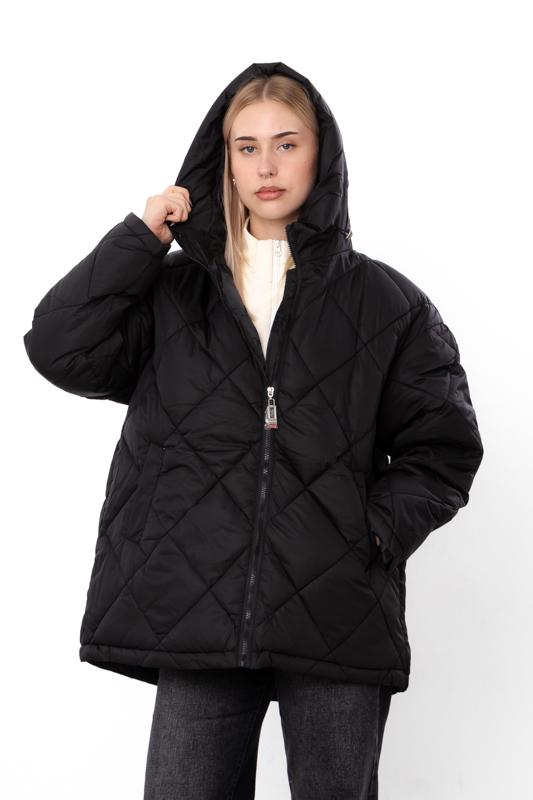 Куртка стьобана демісезонна жіноча Носи Своє plus size р. 54 Чорний (14251)