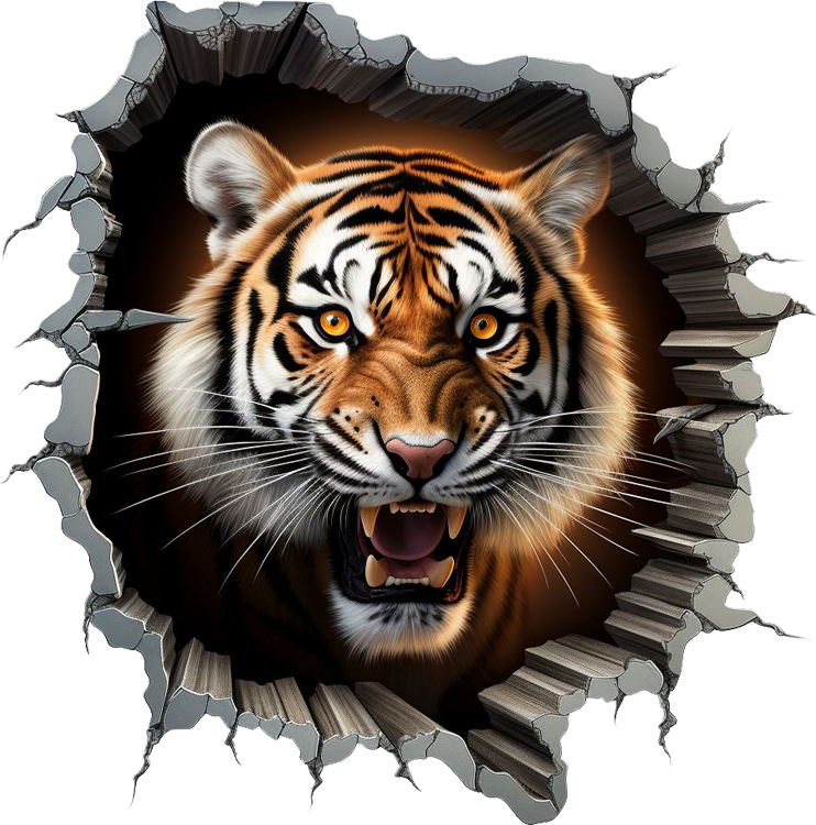 Наклейка для авто Тигр 3D пленка на капот 30x30 см (Н037-M)