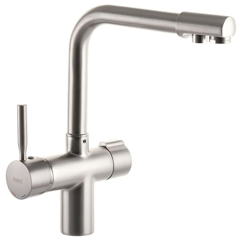 Смеситель для кухни Haiba Hans 021 с выходом для питьевой воды Нержавеющая сталь (HB0817)