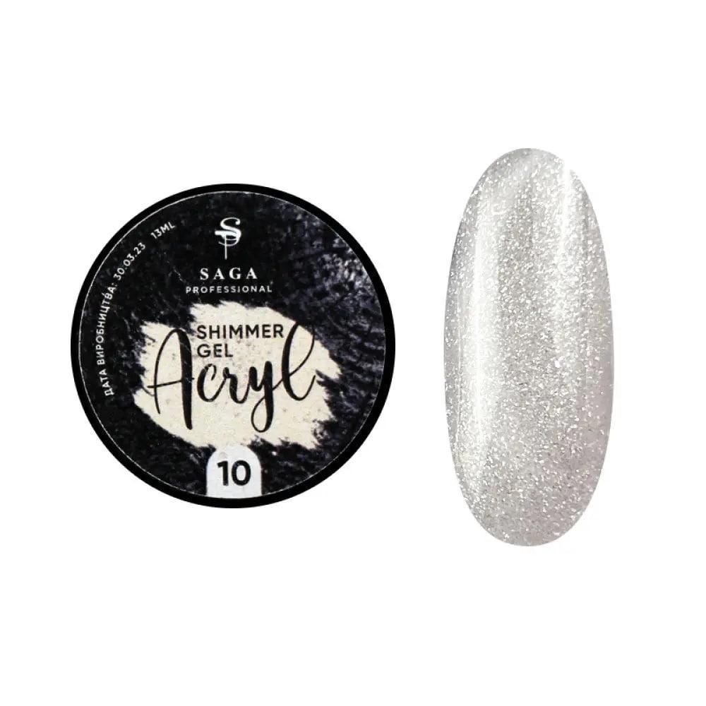 Гель для наращивания Saga Acryl Gel №10 13 мл с шиммером