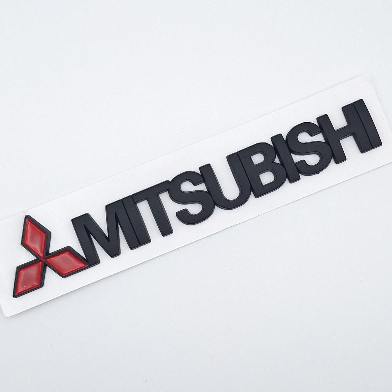 Эмблема надпись Mitsubishi ABS 15х2,7 см Черный матовый (1704378994)
