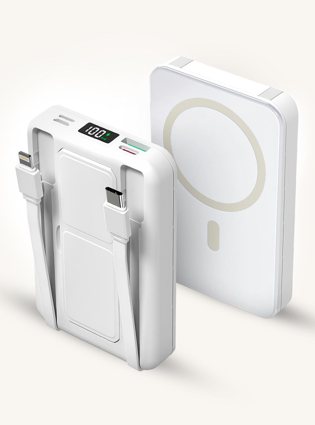 Повербанк OnePro з magsafe та кабелями Type-C Lighthing 10000 mah Білий (73741) - фото 11