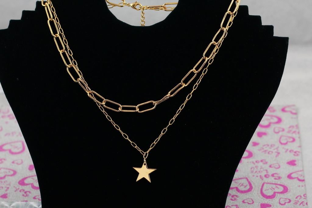 Набор двойная цепь Xuping Jewelry Путеводная звезда 45 см с добором 4,5 см Золотистый