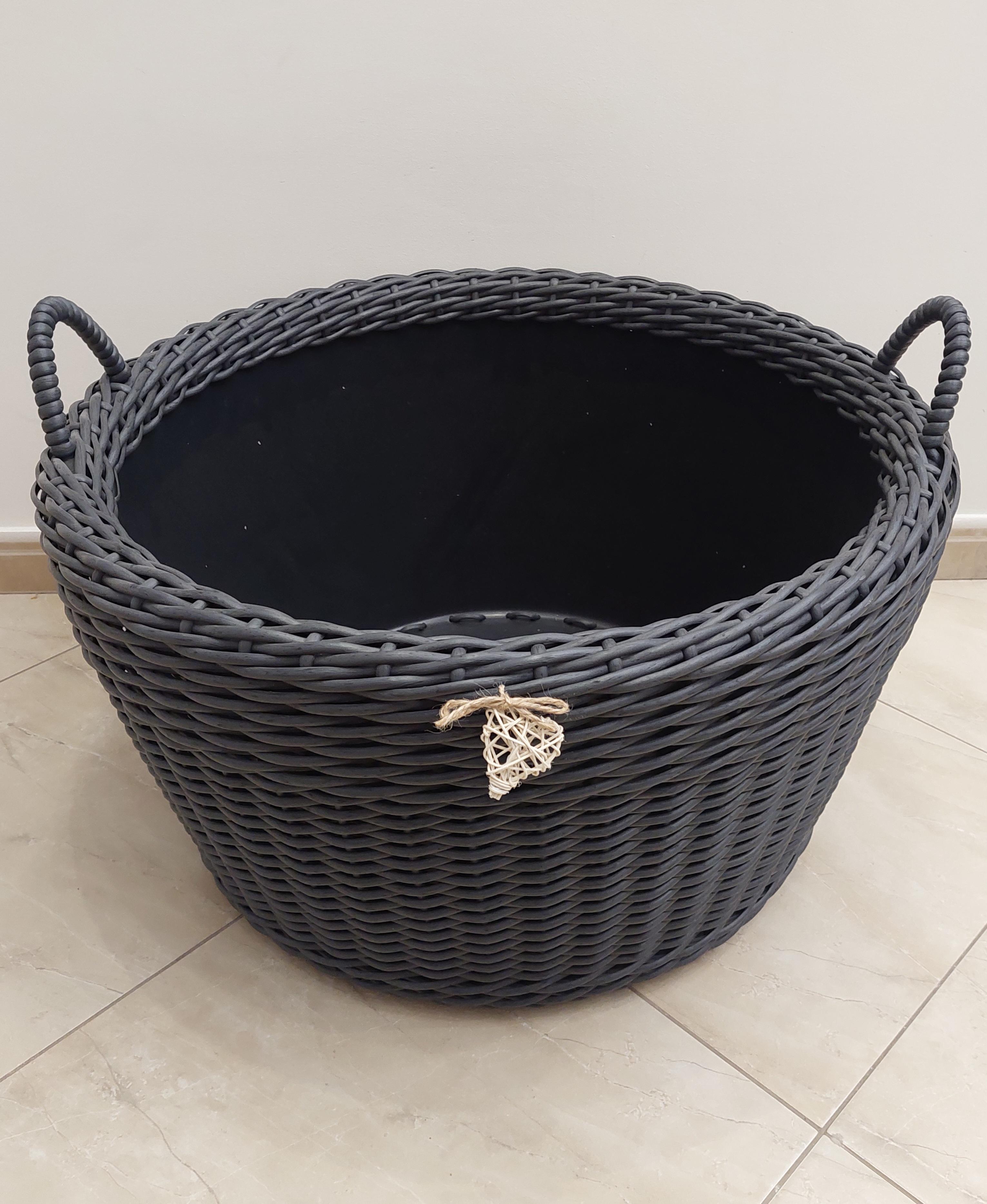 Кошик з ручками із штучного ротангу ручної роботи 90 л Графітовий (33025) - фото 3 Кошик з ручками із штучного ротангу ручної роботи 90 л Графітовий (33025) - фото 3