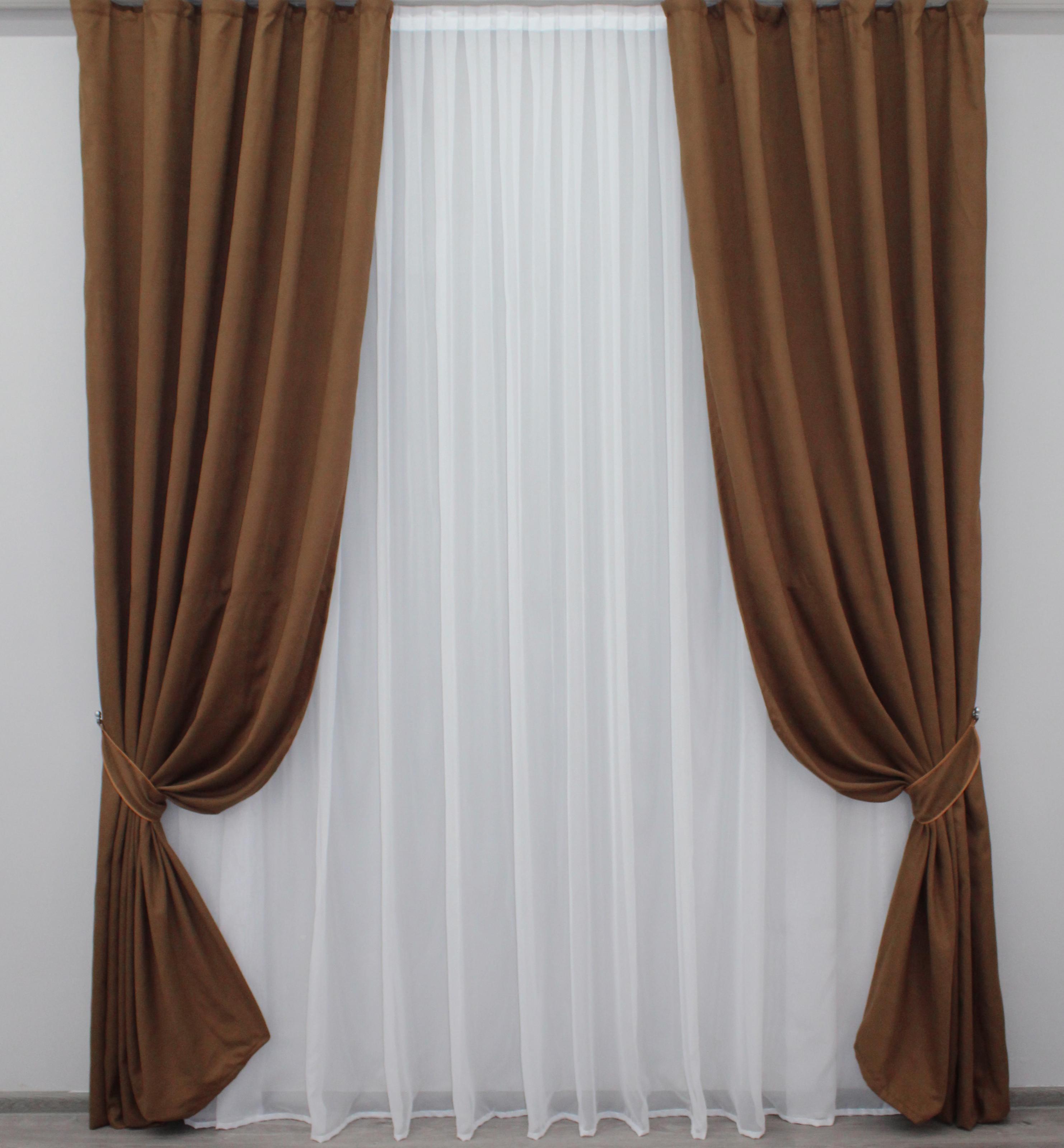 Комплект штор VR-Textil Petek № 789ш микровелюр 150х270 см 2 шт. Коричневый (30-570)