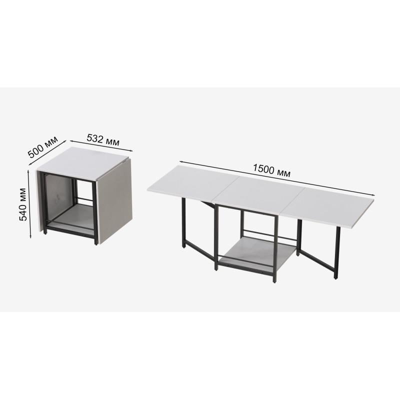 Стіл журнальний трансформер Ferrum-decor Kub Kombo Чорний метал ДСП Білий (FRD-105150) - фото 4