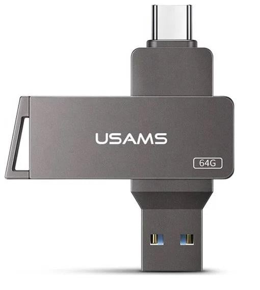 Флешка Usams US-ZB200 Type-C OTG USB3.0 64 Гб Сірий (533057) - фото 1