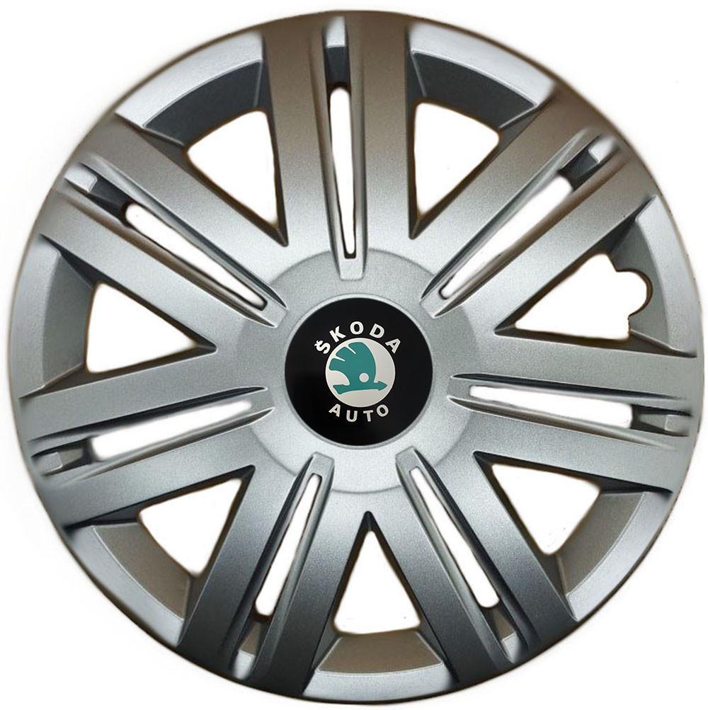 Колпаки R14 Skoda зеленая 203 SJS 4 шт. Серебряный (2654556027)