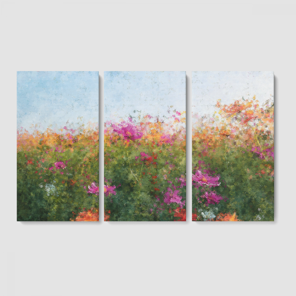 Картина модульная Malevich Store Поле цветов из трех частей 96x60 см (MK311620)