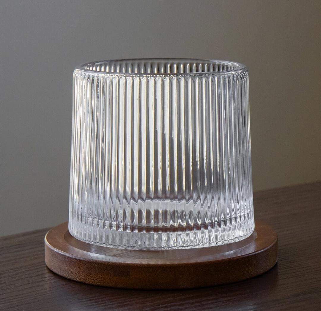 Стакан для виски TS Kitchen Страйп с бамбуковой подставкой 270 мл (19004205)