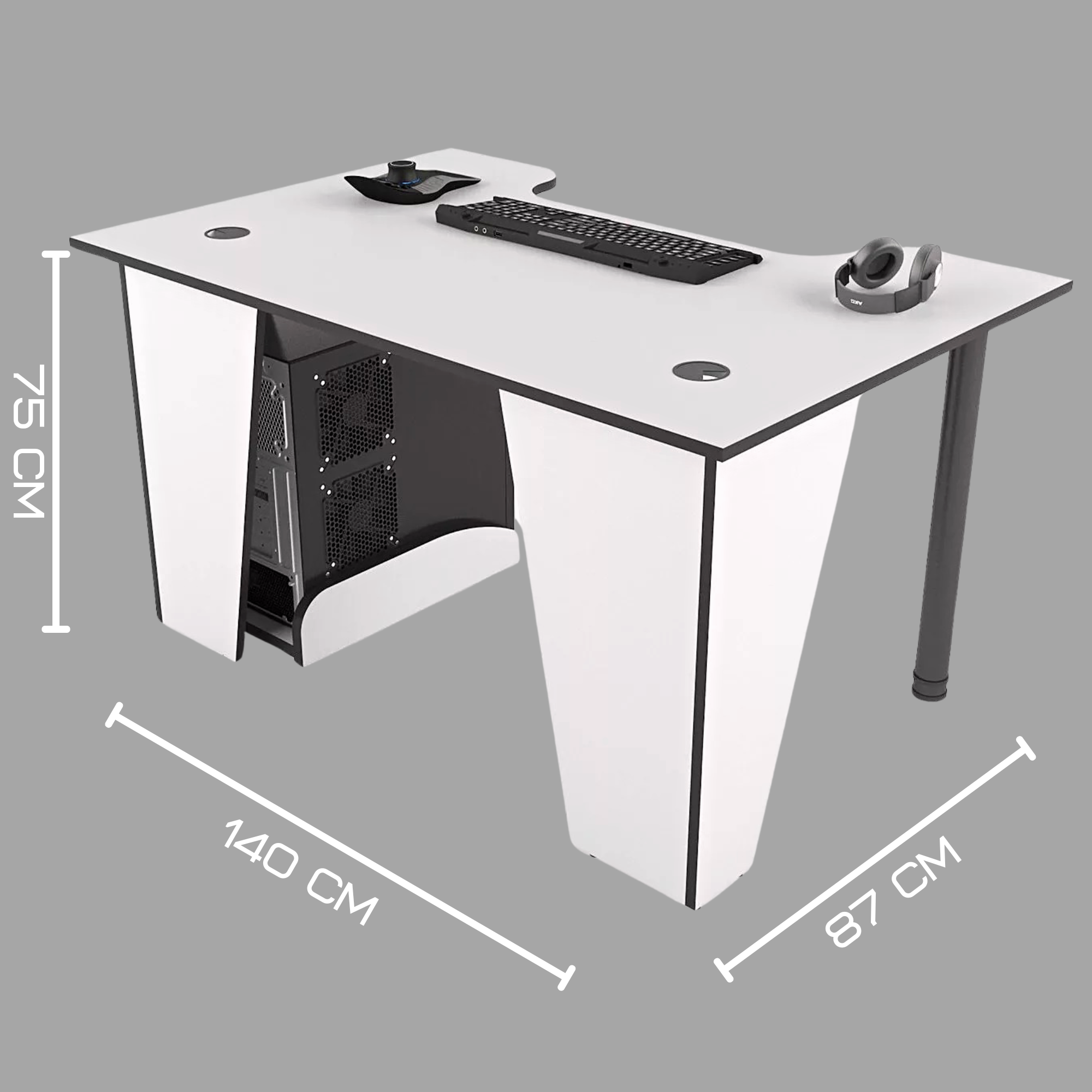 Комп'ютерний стіл геймерський Comfort XG14 140х87 см Білий/Чорний (CN-XG14W&B) - фото 2