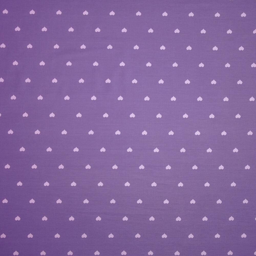 Ткань хлопок сатин S-025B Сердечка Фиолетовый (18909)