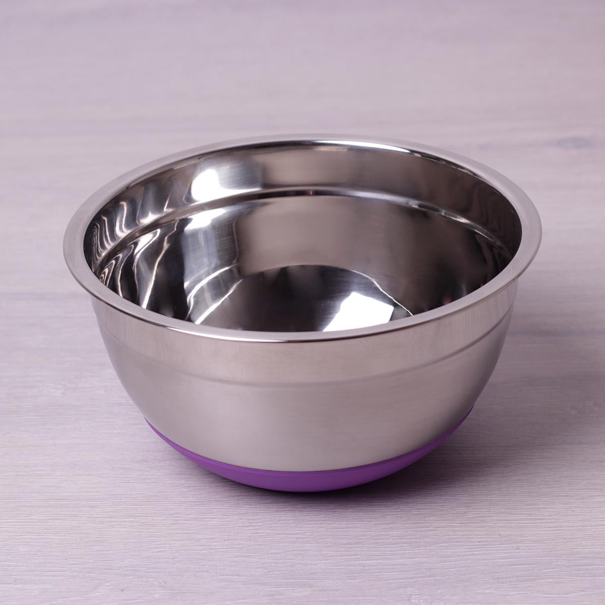 Миска Kamille Vizo из нержавеющей стали с силиконовым дном 18 см