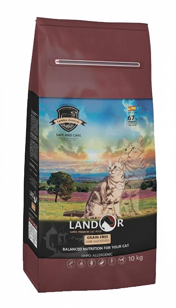 Корм сухой для котов LANDOR Hairball Lamb&Potato беззерновой от комков шерсти Ягненок с бататом 10 кг (31365323)