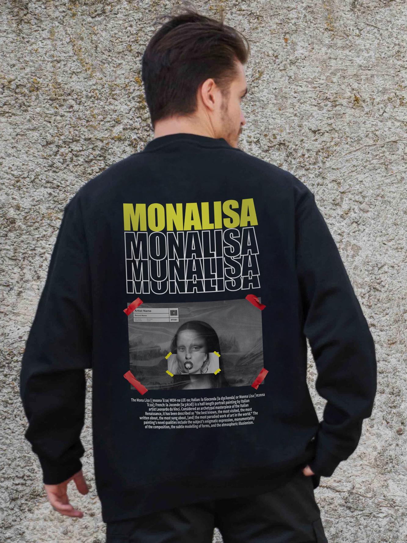 Світшот оверсайз з принтом Without Monalisa S/M Black (S/M8055634)