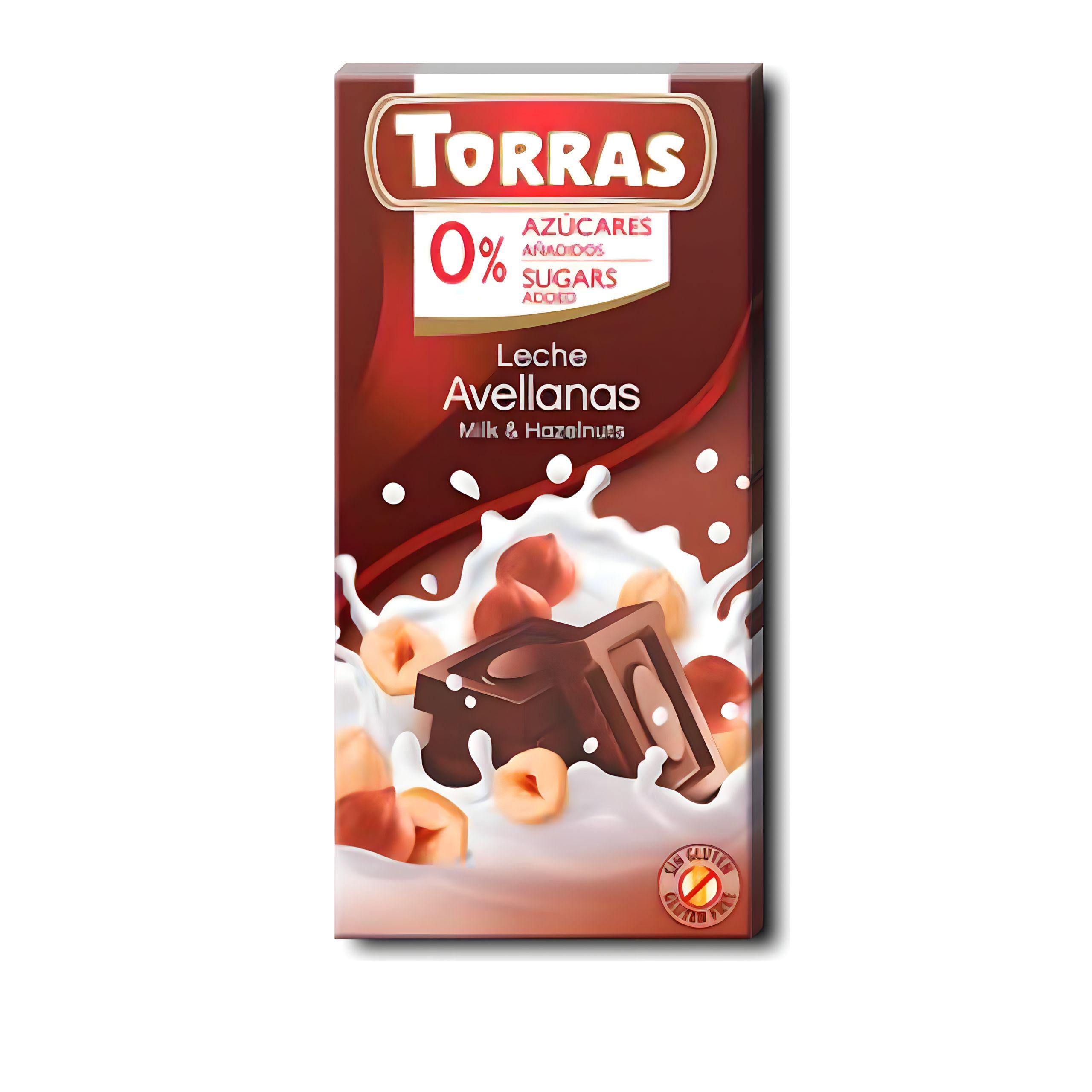 Шоколад молочний TORRAS 562 без цукру без глютену з фундуком 34% 75 г (13352535)