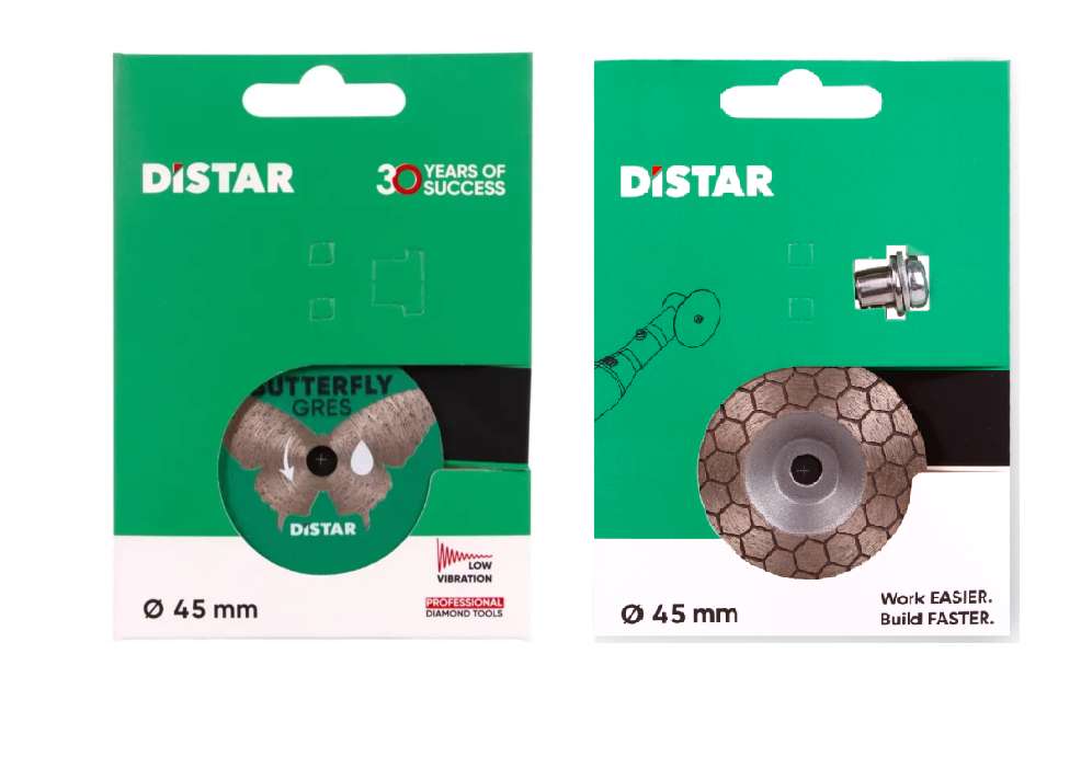 Комплект плиточника для гравера фреза алмазная DGM-S 45 мм Nectar и диск DISTAR Butterfly 45 мм с держателем