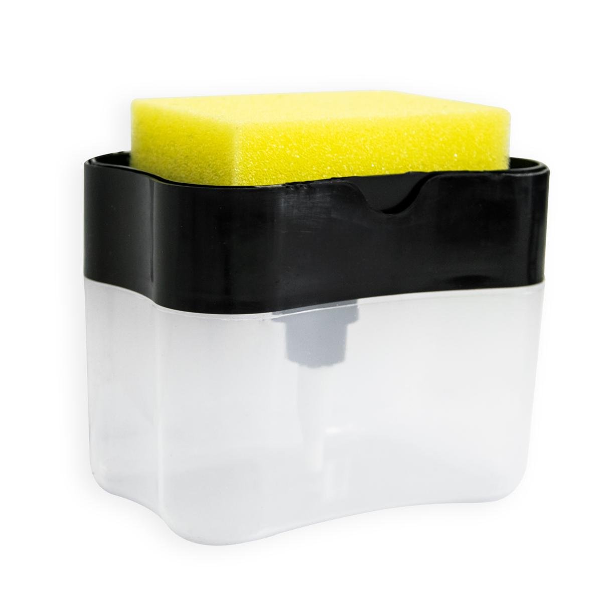 Дозатор для миючого засобу Soap pump&sponge натискний 385 мл Чорний (1009775-Black)