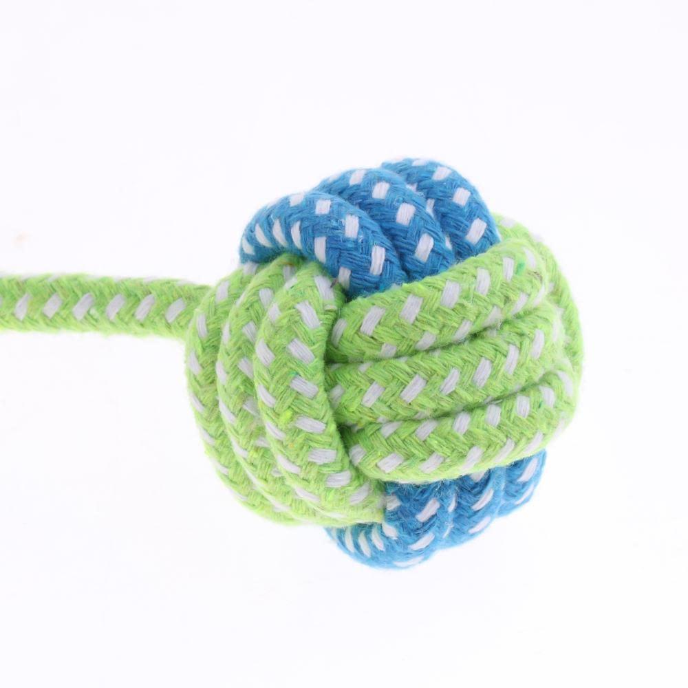 Игрушка для собак и кошек в виде мячика на веревке из хлопкового каната (TA0135_3) - фото 4