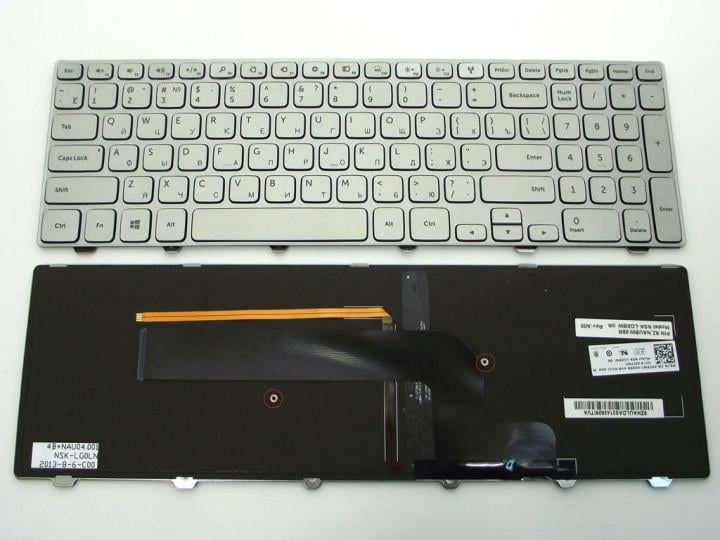 Клавиатура для ноутбука DELL Inspiron 15-7000/7537 Series RU/EN Silver - фото 2