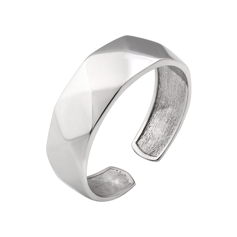 Кольцо серебряное массивное для фаланги без инкрустации р. 18