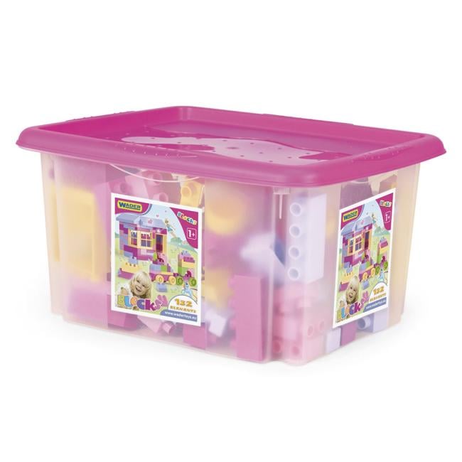Конструктор Wader в контейнере для девочек из пластика на 132 дет. Розовый (150-98-41280)