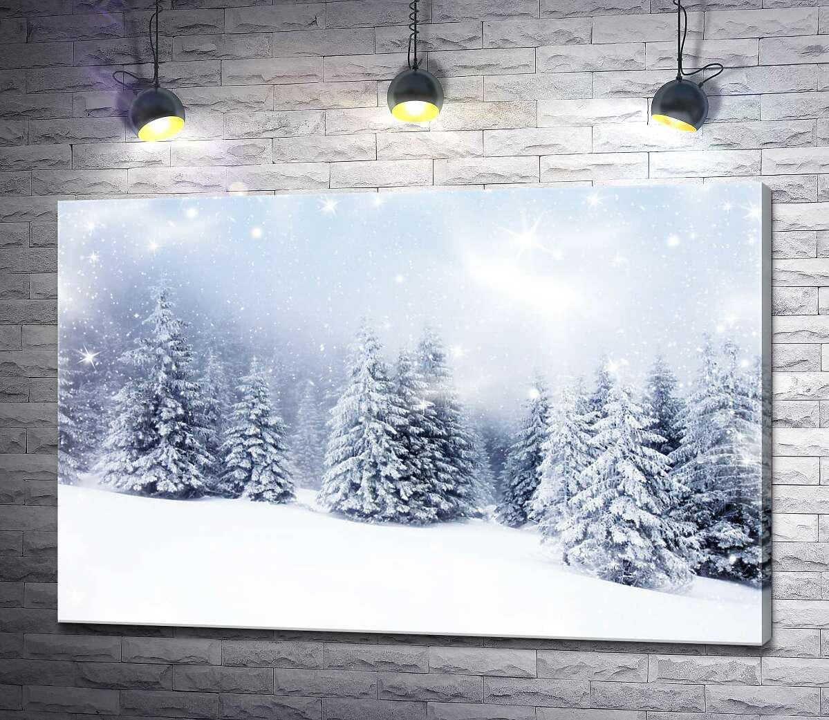 Картина ArtPoster Снег белым покровом стелется между елок 100x67 см Модуль №1 (002516)