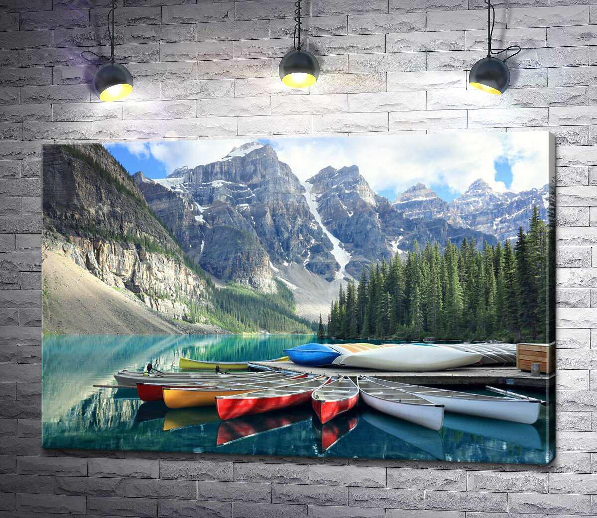 Картина ArtPoster Байдарки на озере Морейн у подножия гор 100x67 см Модуль №1 (004556) Картина ArtPoster Байдарки на озере Морейн у подножия гор 100x67 см Модуль №1 (004556)