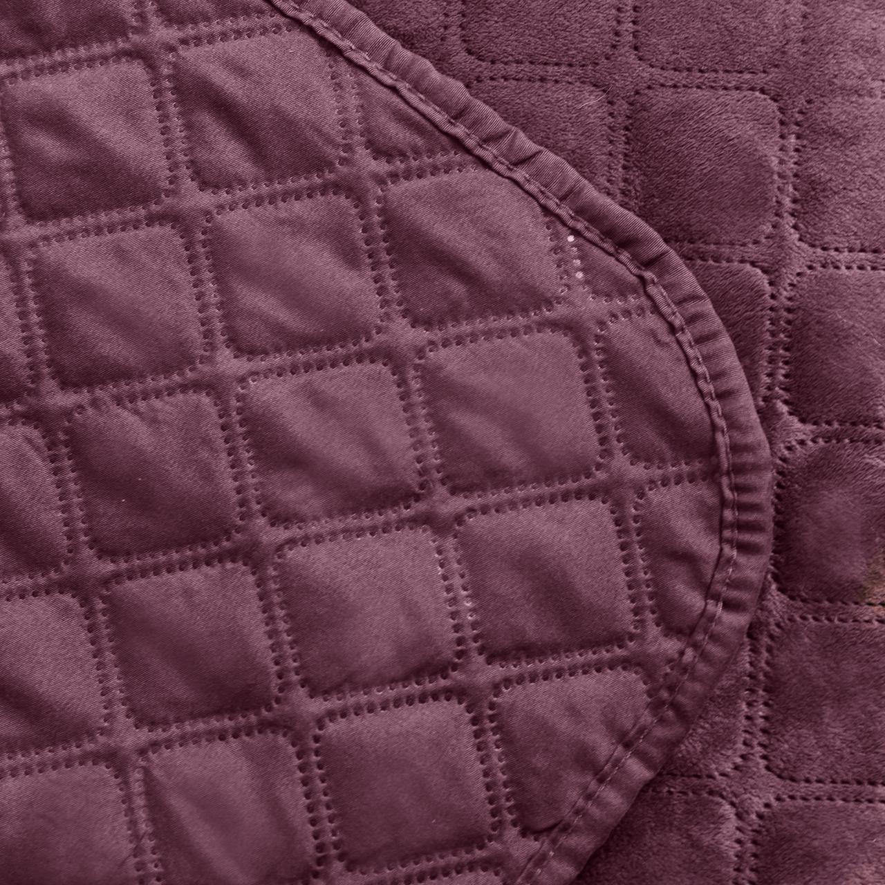 Покривало велюрове м'яке Ромб/круглий полуторне 150х210 см Бордовий - фото 4