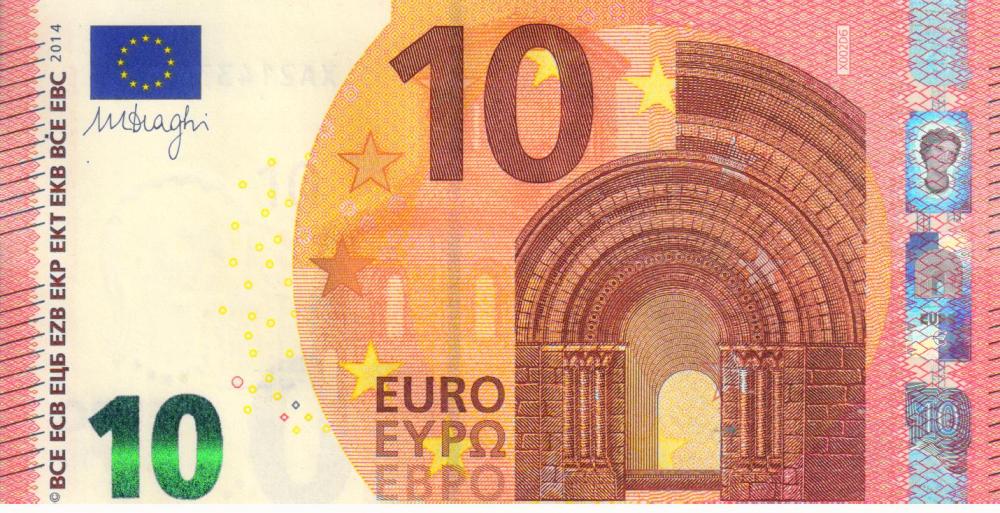 Колекційна банкнота Німеччина 10 євро 2014 XA X002 UNC Драгі (Б05419)