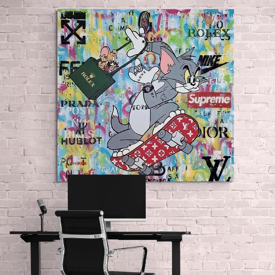 Картина на холсте HolstPrint Том и Джерри 70х70 см