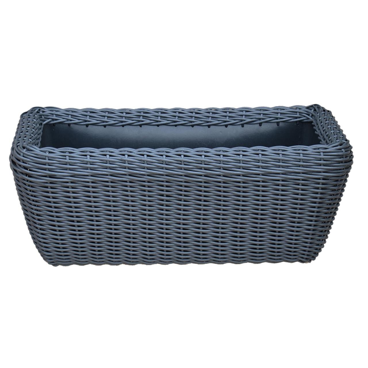 Кашпо прямокутне для рослин та квітів з штучного ротангу/ручної роботи 60 л Графіт