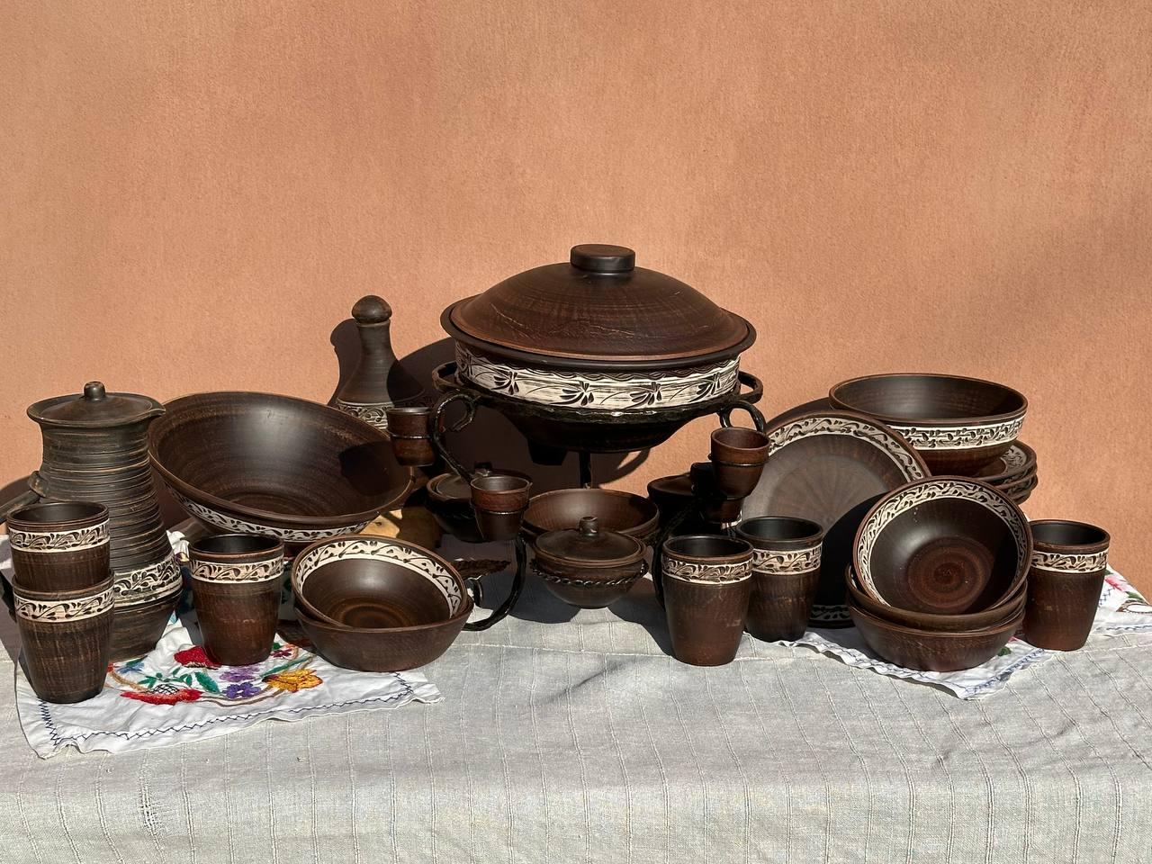 Набір столового посуду із червоної глини Шашличниця ангоб (2559284510) - фото 5