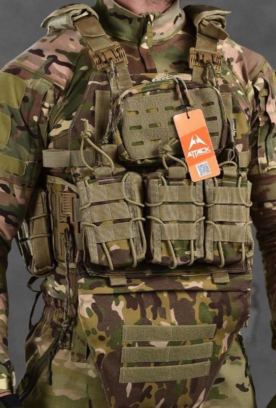 Плитоноска Attack з напашником з 4 точками швидкого скидання Мультикам (2472511826) Плитоноска Attack з напашником з 4 точками швидкого скидання Мультикам (2472511826)