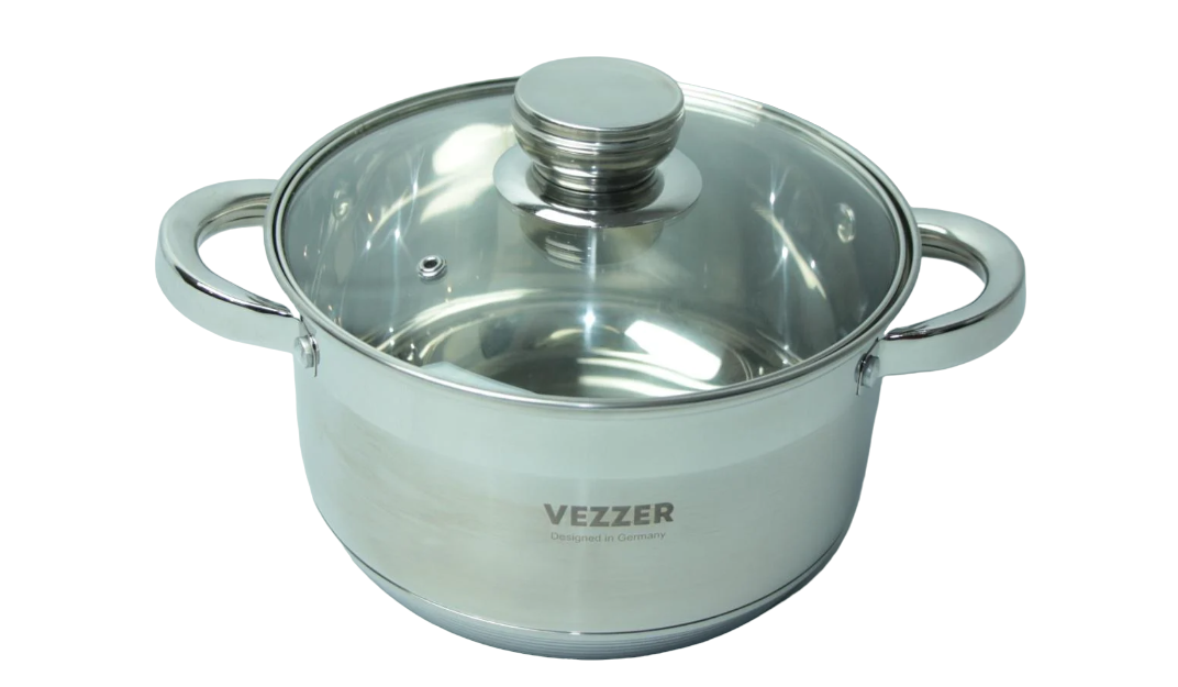 Кастрюля Vezzer VZ 2010 круглая со стеклянной крышкой 2,9 л Сталь (14112711)