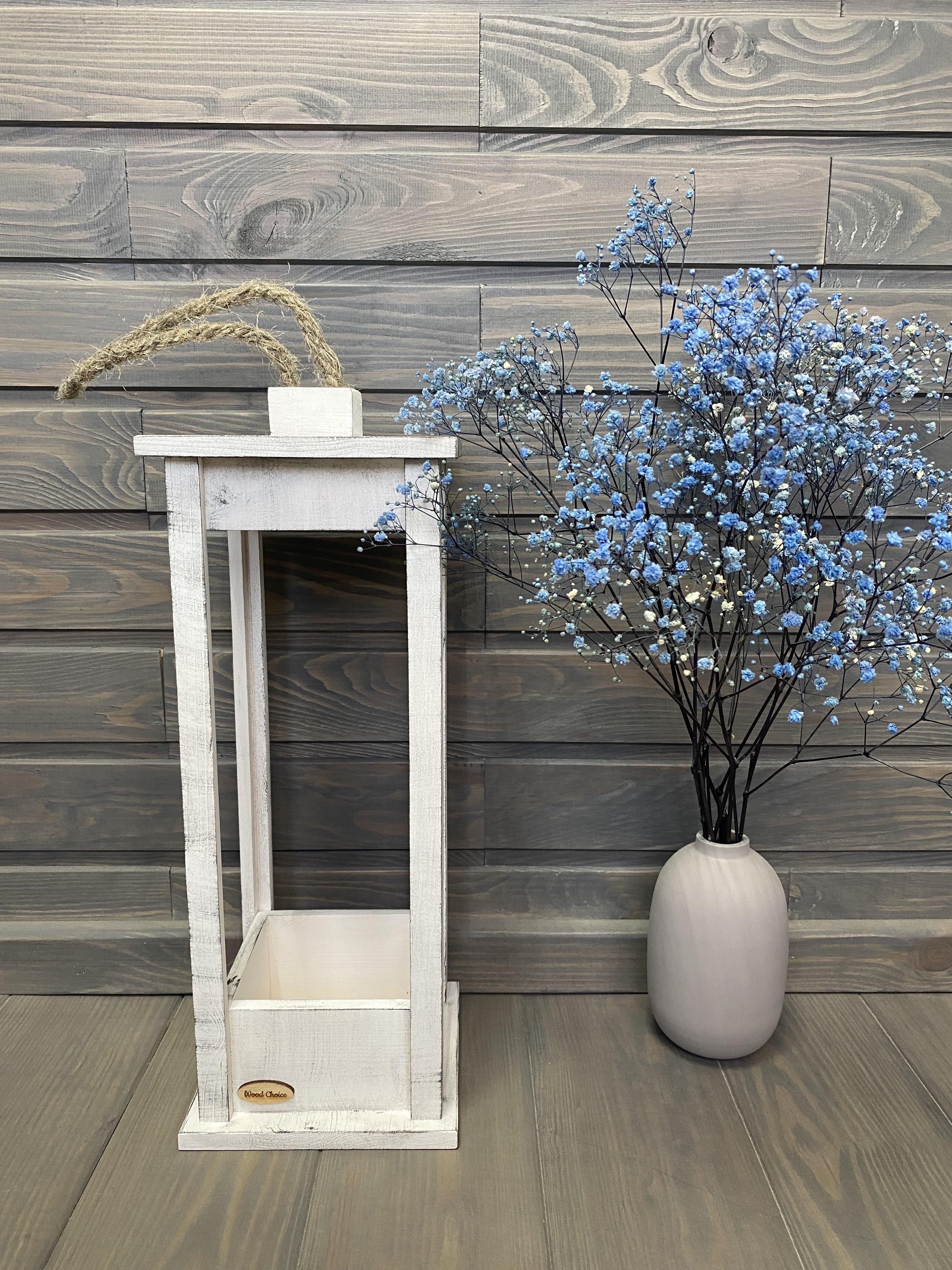 Подсвечник деревянный Wood Choice Фонарь 17х17х45 Бело-серый - фото 2 Подсвечник деревянный Wood Choice Фонарь 17х17х45 Бело-серый - фото 2