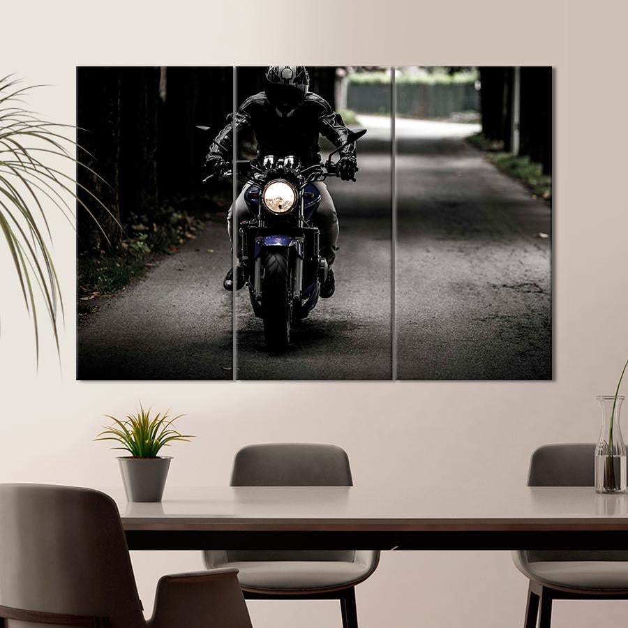 Картина Автомобиль Байкет на чёрном мотоцикле 156x100 см (A1212-3)