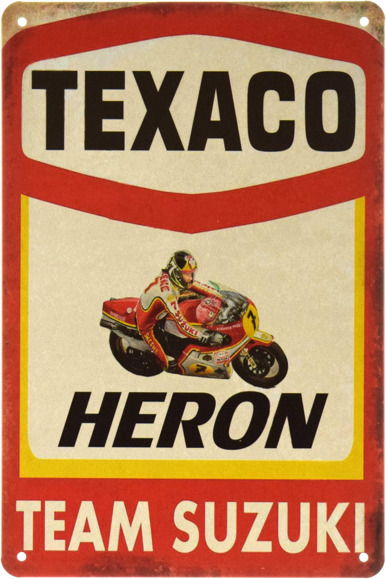 Табличка металлическая Texaco Heron Team Suzuki 20x30 см