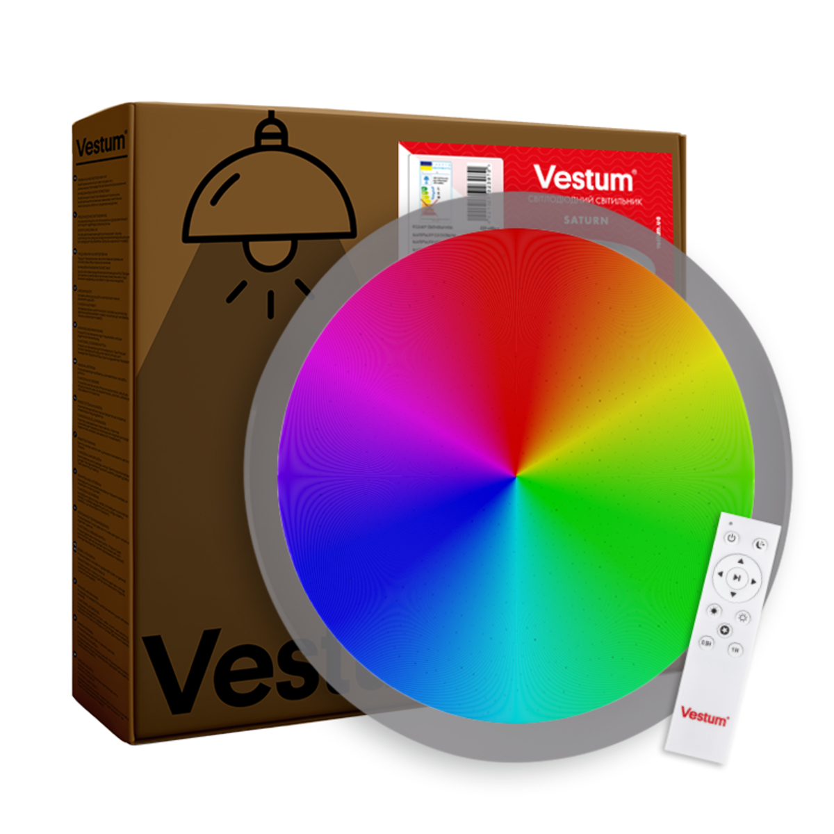 Потолочный светильник SATURN звездное небо 60W 3000К-6500К RGB с ДК 425х60 мм (1574)