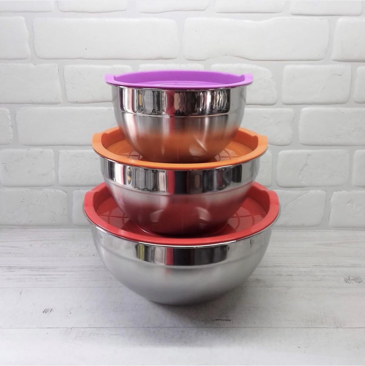 Набор лоханок Edenberg из нержавеющей стали с крышками 3 шт. (EB-3634)