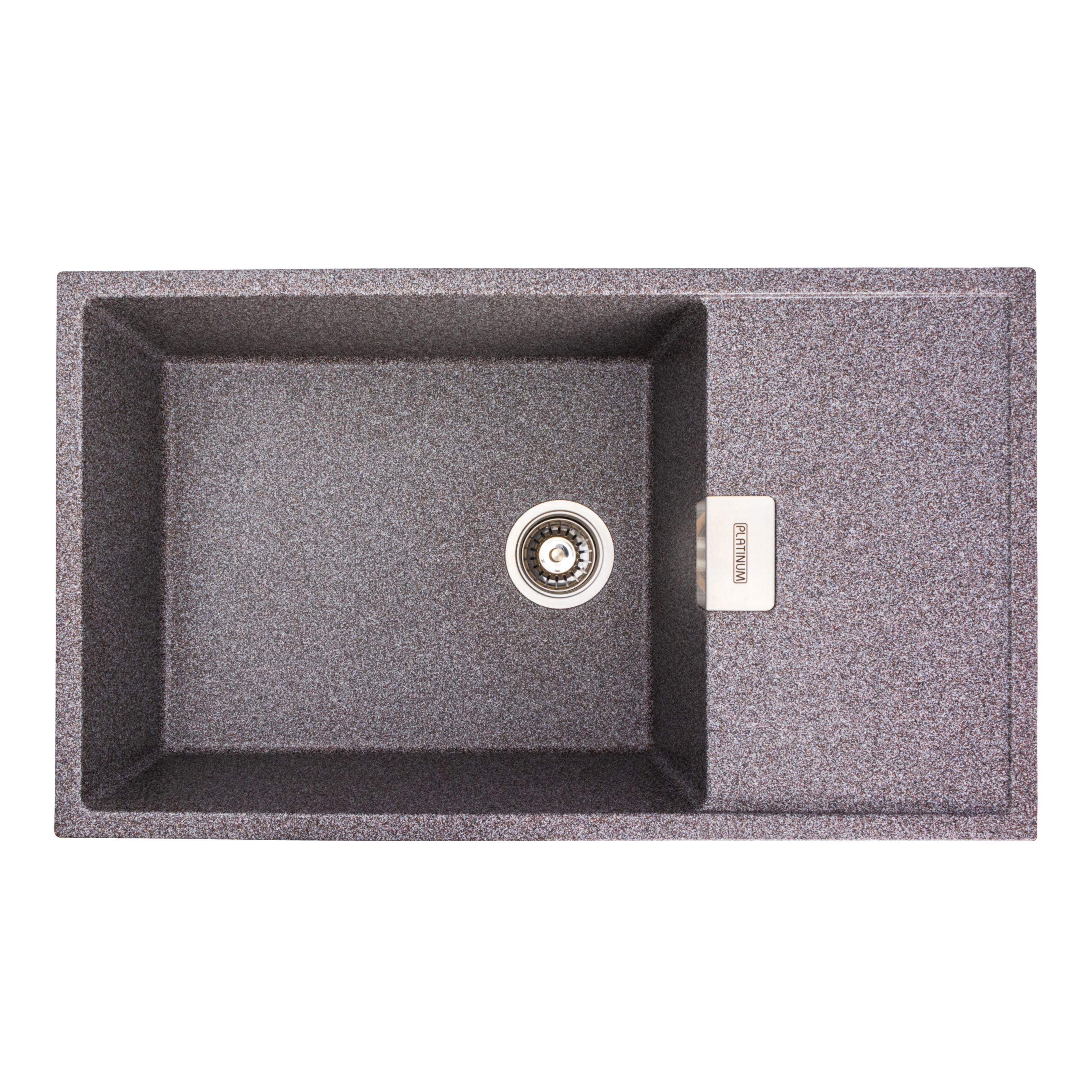 Мийка кухонна Platinum PLS-A39166 гранітна прямокутна 860x500 мм Сірий (25960367)