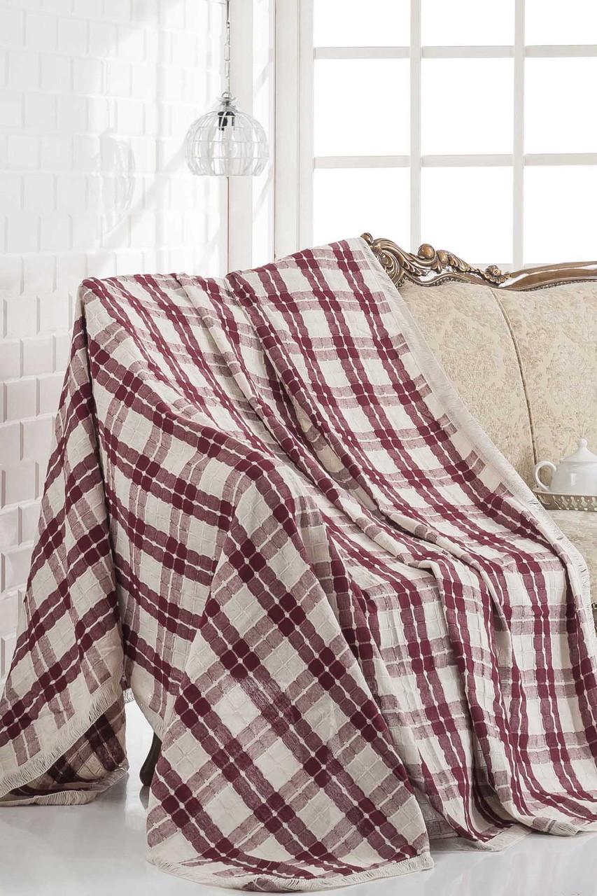 Покрывало Eponj Home Naturel Min. Kareli bordo 180х210 Бордовый (svt-2000022282420)