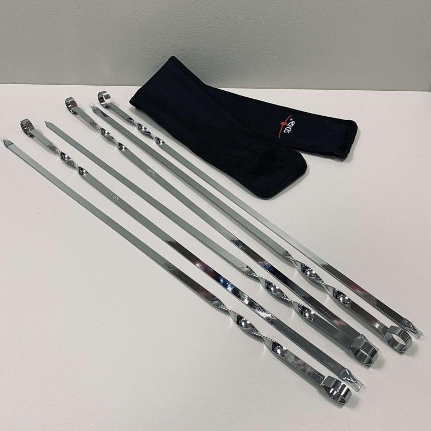 Набір шампурів Stenson MH-0020 з хромованої сталі в чохлі 60 см 6 шт. (2281322540)