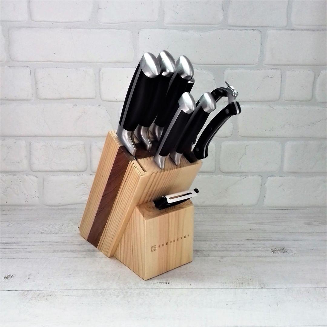 Набір кухонних ножів Edenberg із нержавіючої сталі на підставці 9 пр. (EB-3612) - фото 4 Набір кухонних ножів Edenberg із нержавіючої сталі на підставці 9 пр. (EB-3612) - фото 4